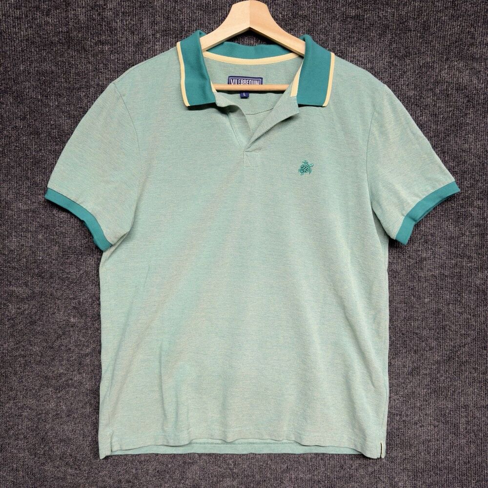 Vilebrequin Palatin Polo Shirt Mens Large Green Organic Cotton Luxe Designer